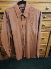 Pierre Cardin Mens Long Sleeve Dress Shirt Brown Sz 16.5 34/35