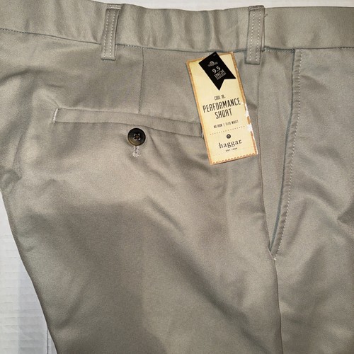 Haggar Men's Cool 18 Pro Regular Fit Flat Front Short 44 x 9.5" - Khaki NWT - Picture 2 of 8