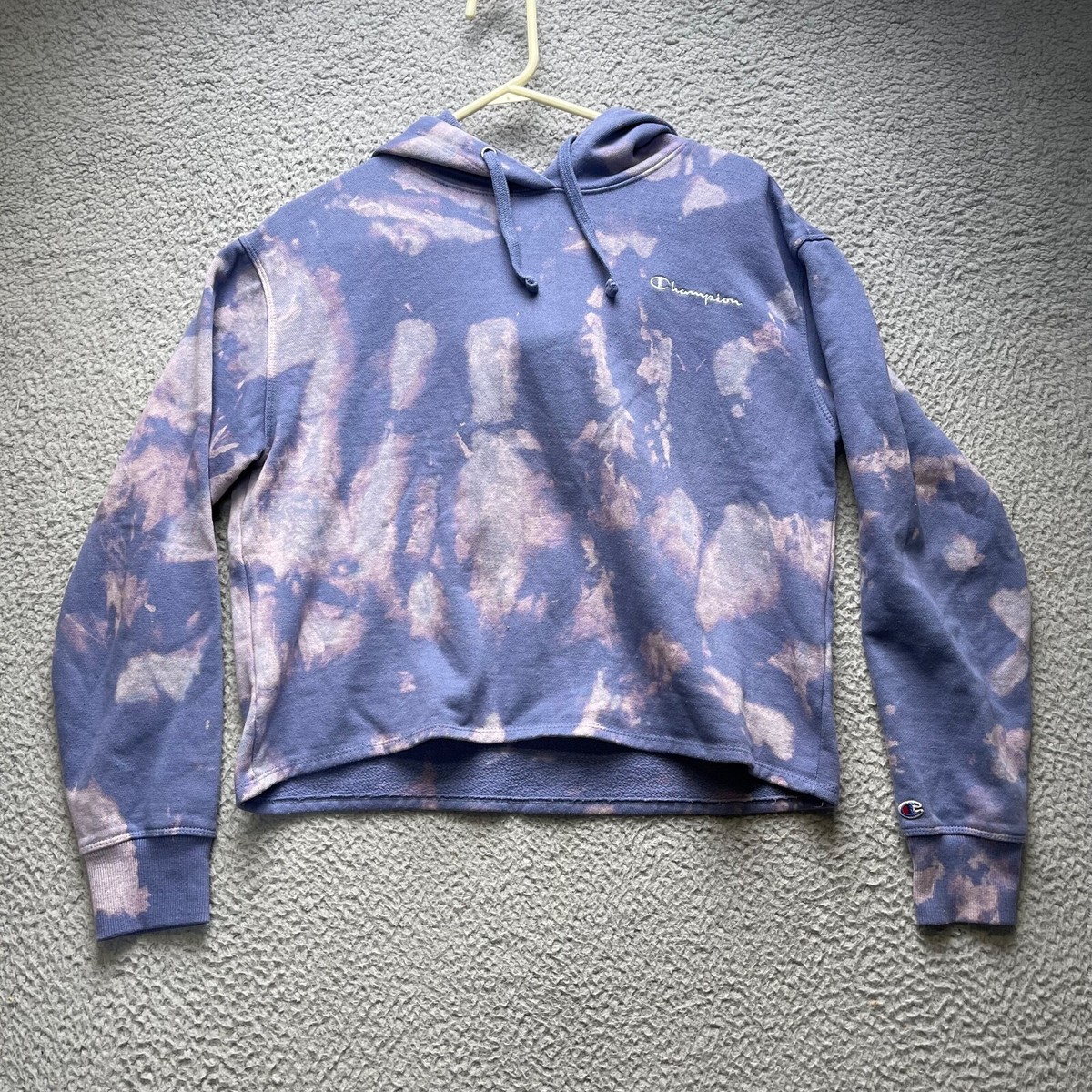 Navy Blue Bleaching Black Sweatshirt Reverse Tie Bleached Navy