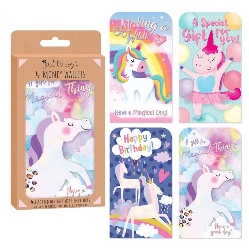 Money Wallet x4 Unicorn Design Birthday Gift Cash Voucher Wallets Card Gift