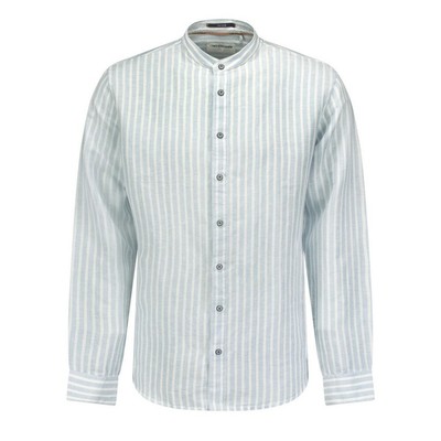 No Excess Herren Leinenhemd Regular Fit blau weiß gestreift 23450202 130 cloud
