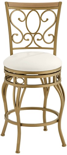 Trevi 26 1/4" White and Gold Metal Scroll Back Swivel Counter Stool - Picture 8 of 10