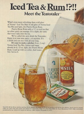 1973 Nestea Teatotaler Puerto Rican Rum vintage print ad 70's advertisement