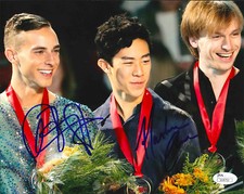 NATHAN CHEN & ADAM RIPPON SIGNED 8X10 PHOTO JSA 2018 OLYMPICS USA FIGURE SKATING