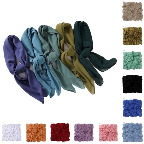 Sciarpa quadrata 90 cm * 90 cm tinta unita chiffon donna foulard turbante avvolgente - Foto 16 di 53