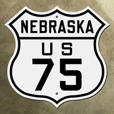 Nebraska US highway 75 Omaha South Sioux City route marker road sign 1926 12x12