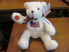 NEW 10" American Greetings Liberty Bear Proud of the USA White Bear Salutes Flag