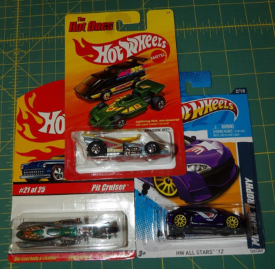 3X - Misc. Hot Wheels Errors - Shadow Jet, Pit Cruiser, Megane Trophy