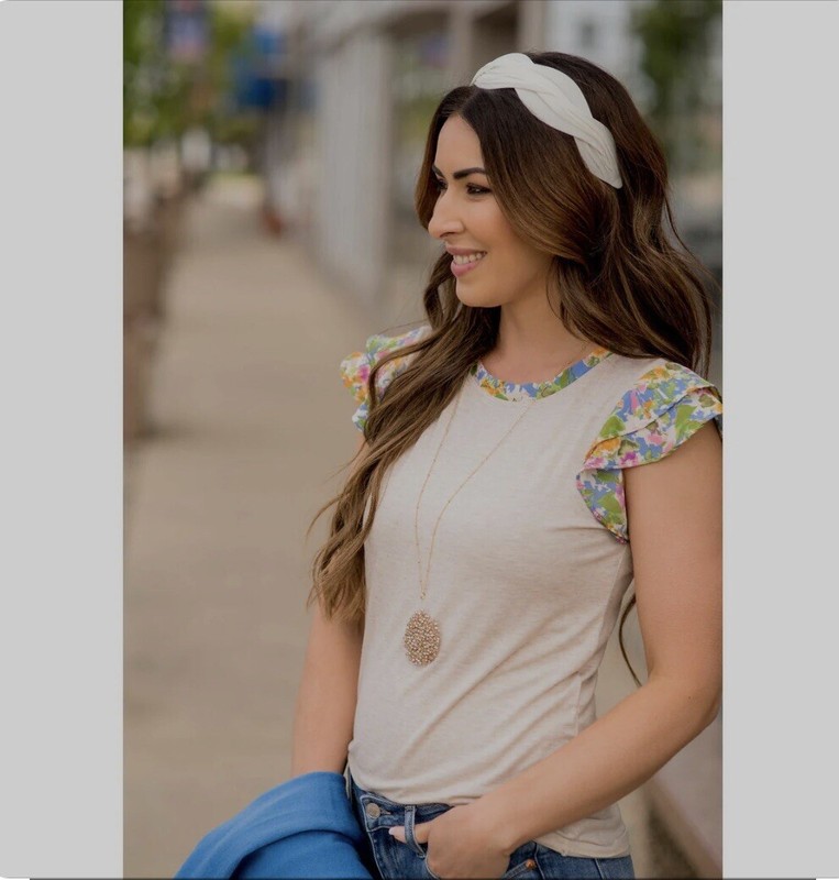 NWT ~ Betsey’s Boutique Floral Trim Tee Top ~ Size XL
