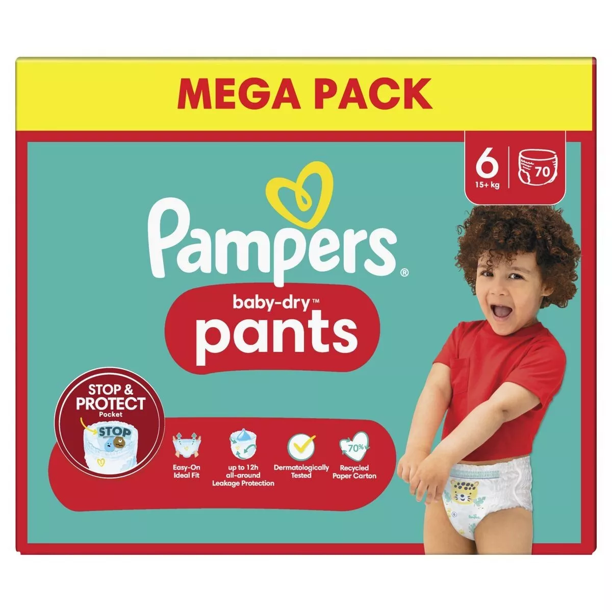 Mega Pack 70 couches PAMPERS Baby Dry Pants Taille 6 (14 à 19KG