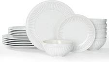 Garden Plates and Bowls Sets, 18-Piece Dishes Set for 6, Scratch Resistant Kitch