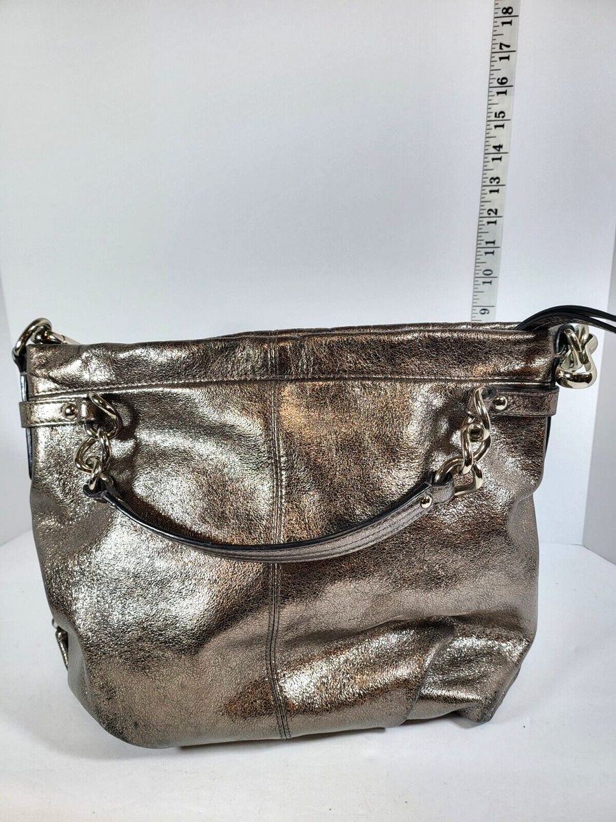COACH Brooke Handbag Leather Pewter Silver Metallic Boho Bag Purse F17165 Y2K COACH Brooke Handbag Leather Pewter Silver Metallic Hobo Bag  main image 3