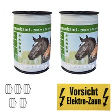 400 m Weideband 20 mm 4 Niro +5 Verbinder +1 Warnschild weiss