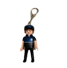 Vintage PLAYMOBIL POLICEMAN figure keyring key chain keychain 3" 1990s Jointed