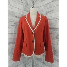 Gap The Academy Blazer Orange Cream Trim Preppy Crest Button Jacket Size 10