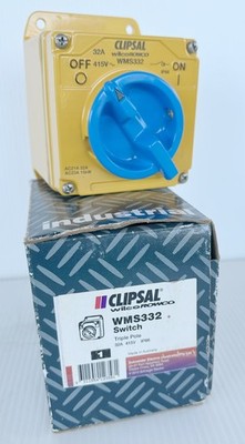 Clipsal Wilco WMS332 32A Triple Pole Rotary ON-OFF Switch IP66 Metalclad *NEW*