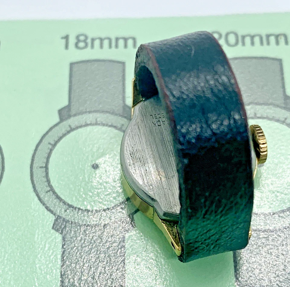 Anillo Reloj TIMEX Retro Mecánico Dorado/Personalizado Cuero Borgoña Dk Talla 6.5 ¡Funciona! Foto 4 de 4