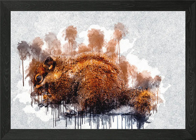 Eichhörnchen Bokeh Seite Essen Gerahmtes Wandbild Poster Leinwanddruck Bild