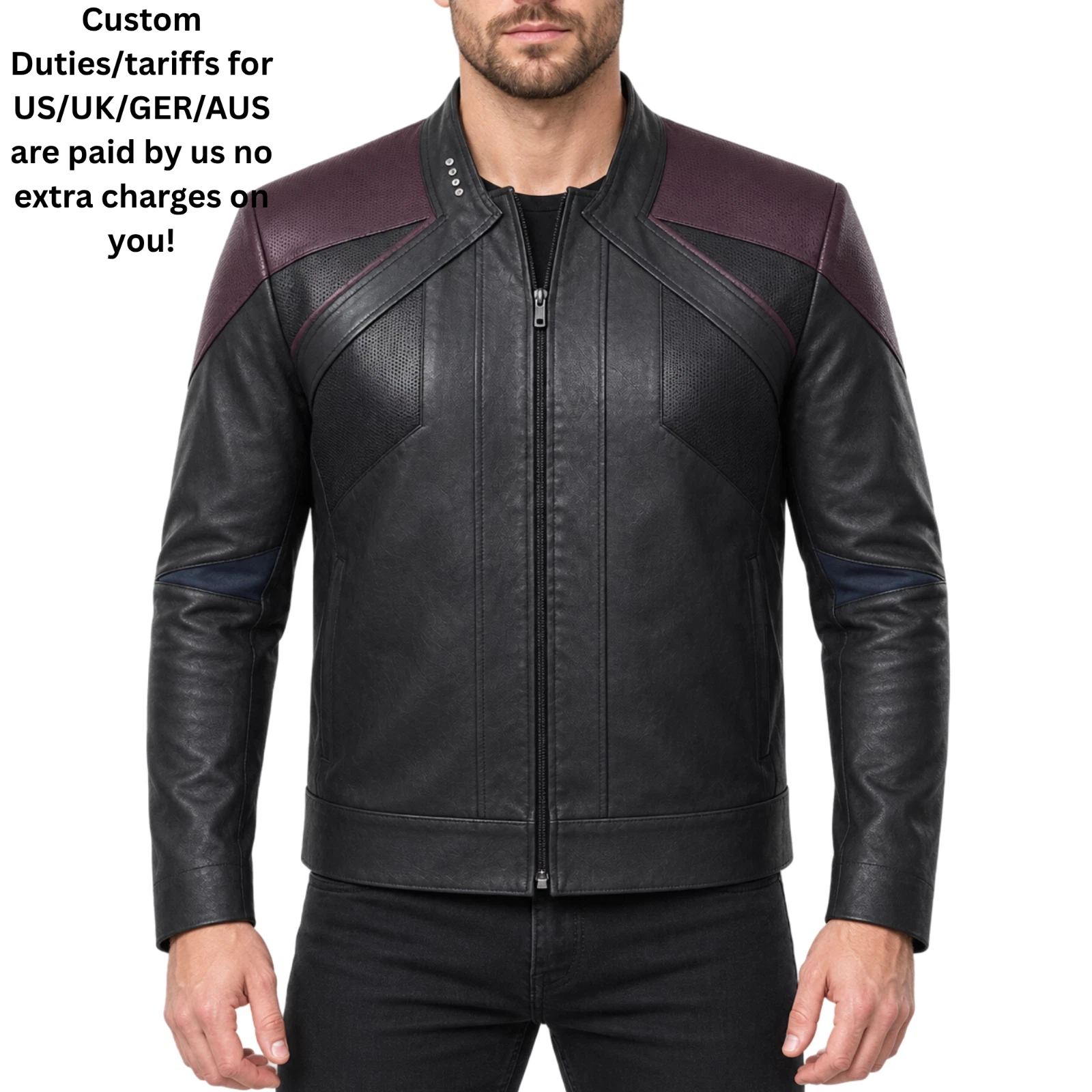 Men's Star Black Trek Picard Next Uniform Generation Captain TNG Leather jacket - product detail image 1