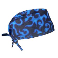 Electric Blue Flame Scrub Cap Hat