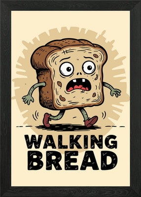 Walking Bread Cartoon Figur Ill gerahmtes Wandbild Poster Leinwanddruck Bild