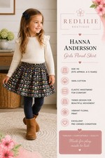 Hanna Andersson Girls Floral Twirl Skirt- Size 110 4-5 Cotton Tiered EUC