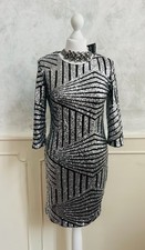 NEW+TAGS - BOOHOO Silver Boutique Art Deco Party Club Occasion Dress 12