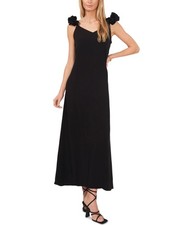Vince Camuto Womens Solid Ruffle Strap Maxi Dress, Black, Medium