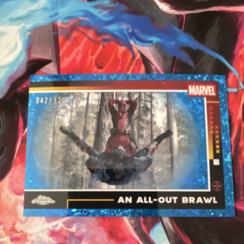 Topps 2024 Chrome Marvel Deadpool & Wolverine #32 An All-Out Brawl 042/12
