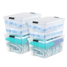 IRIS USA 94 Qt Stackable Plastic Storage Bins with Lids, 4 Pack - BPA-Free, M...