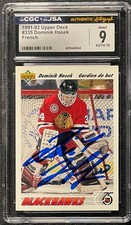 DOMINIK HASEK SIGNED 1991 UPPER DECK FRENCH ROOKIE #335 CGC GRADE 9 JSA AUTO 10
