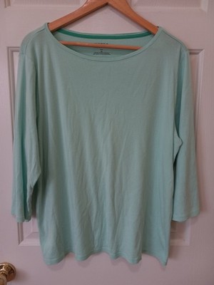 TALBOTS Plus 2X Light Blue Pima Cotton Casual Everyday Minimalist Top Comfort