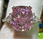 7.00 Ct Certified Cushion Cut Natural Pink Diamond Ring VVS1 White Gold Finish