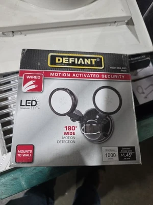 Defiant 180 Degree Black Motion Activated Outdoor LED Light Twin Head Flood