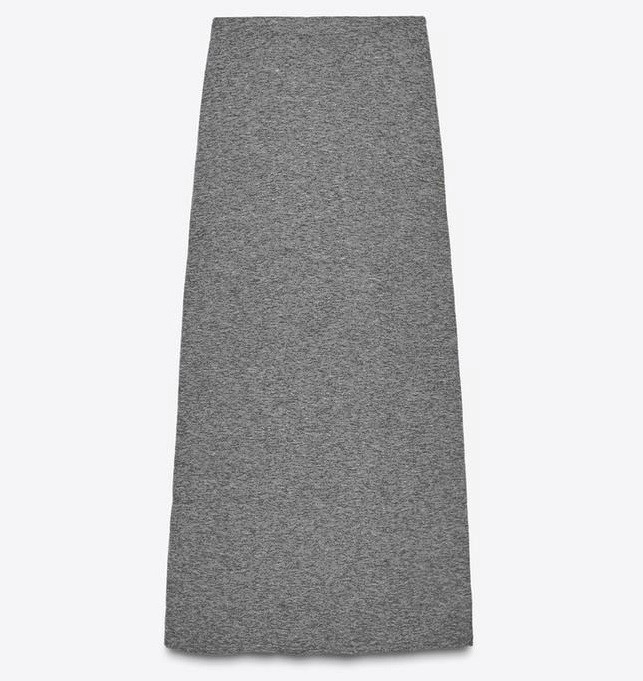 ZARA 100% MERINO WOOL FINE KNIT MID RISE MARL GREY SOFT JERSEY