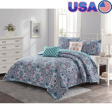 Merriam 5 Piece Quilt Set Full Queen Microfiber Polyester Hypoallergenic Bedding