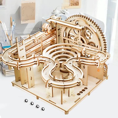   3D Holz Puzzle Murmelbahn | Mechanischer Bausatz | Marble Run mit 4 Kugeln | D