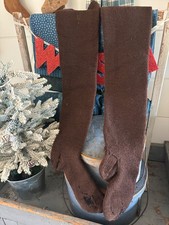 Antique Amish Long Brown Wool Fabric Stockings Zook Berue Adams City Primitive