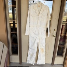 Vintage Sanforized Bluebell White Herringbone Garage Mechanic  s Overalls 38 Reg