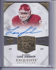 LANE JOHNSON 2013 Exquisite Collection Rookie On Card Autograph #/70 OU Sooners
