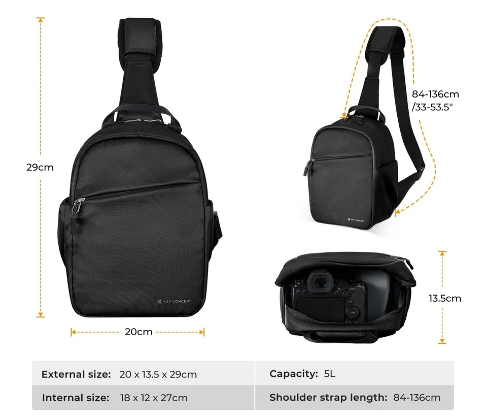 Bolsa tiracolo DSLR K&F Concept pequena para câmera de fotógrafo - Imagem 3 de 4