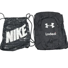 Nike Under Armour lot of 2 Backpack Gym Bag Drawstring Hiking Camping Travel