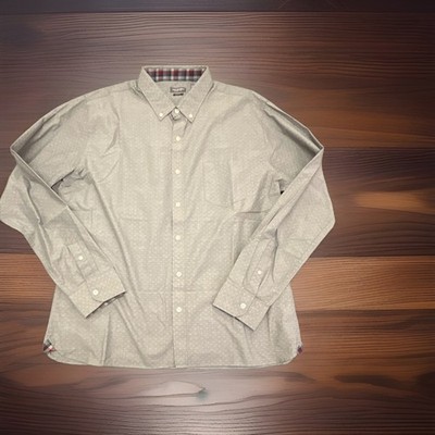 Van Heusen Never Tuck Slim Fit Gray Geometric Non-Iron Shirt XL 17-17.5 34/35