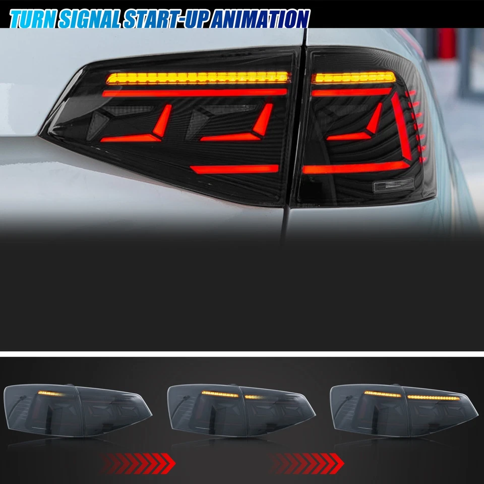 LED Tail Lights for Jetta MK6 2015-2018 Sequential Blinker Rear Lamps Assembly - Image 3 of 4