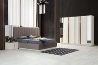 Bett Nachttisch Kleiderschrank 4 Tlg. Schlafzimmer Set Design Modern