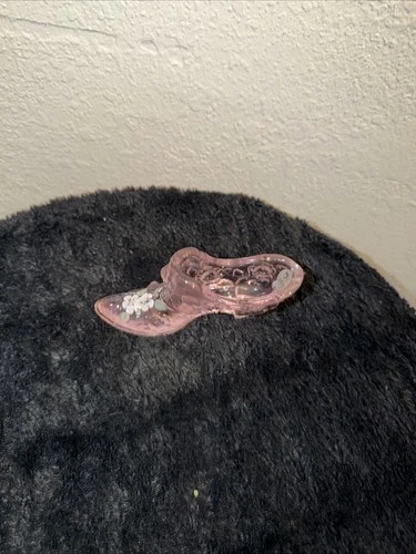 Vintage Hand Painted Pink Fenton Glass Slipper