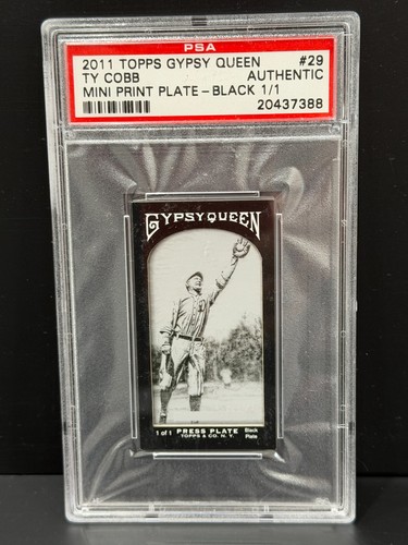 1/1 TY COBB PRINT PLATE #29 BLACK 2011 TOPPS GYPSY QUEEN PSA AUTHENTIC