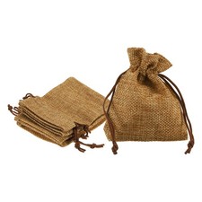 5pcs 3x4" Small Burlap Drawstring Gift Bags Beige