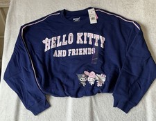 Women's Hello Kitty Friends Bubble Hem Graphic Sweatshirt - Navy Blue XL