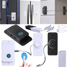 Fingerprint Refrigerator Lock Childproof USB Key Cable Latch RV Furniture Anchor